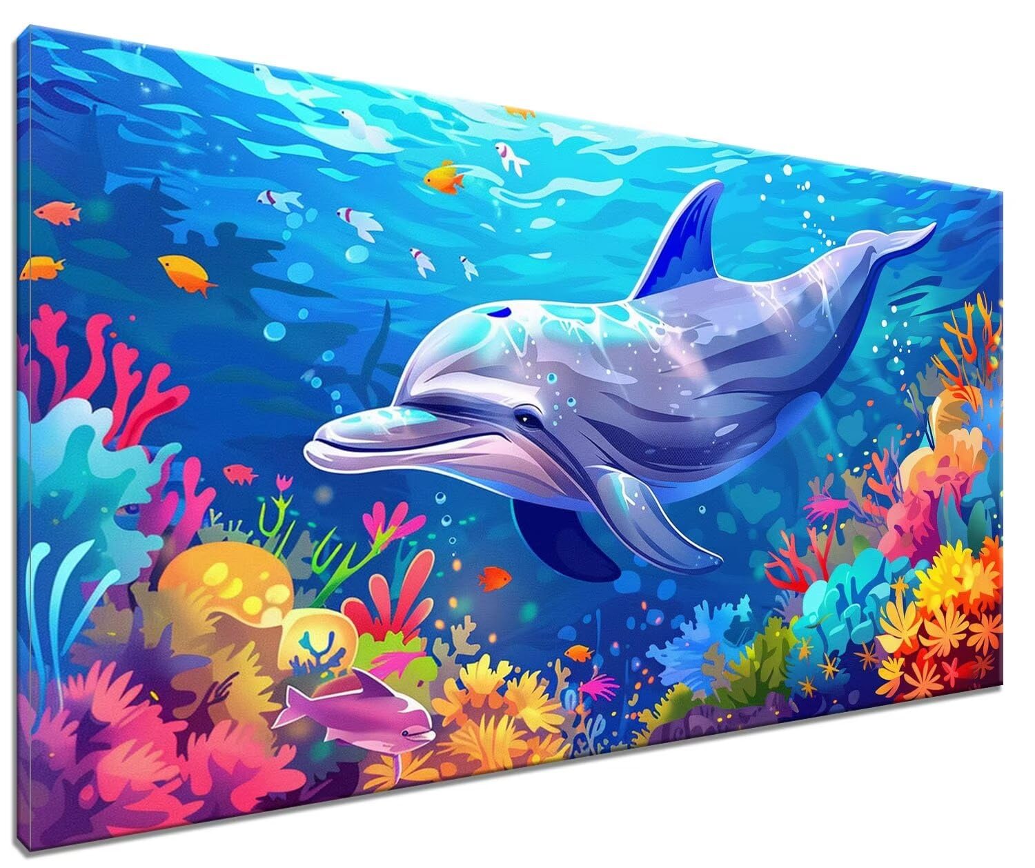 油絵:イルカ Amazon | 海の上で飛び跳ねるイルカのペア 数字油絵 動物の